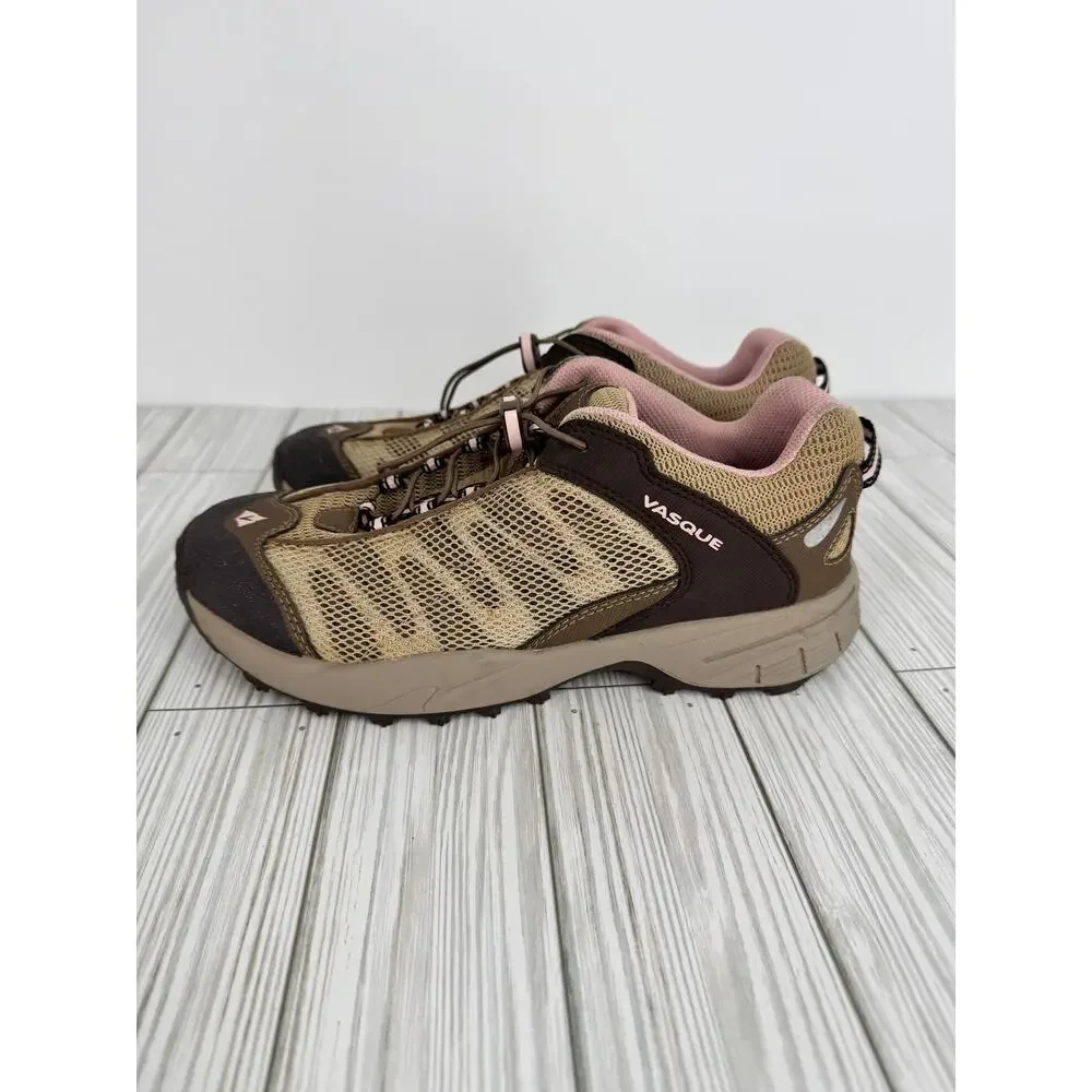 Vasque Velocity VST shoes youth 5 hiking quick lace garage strap brown pink NEW